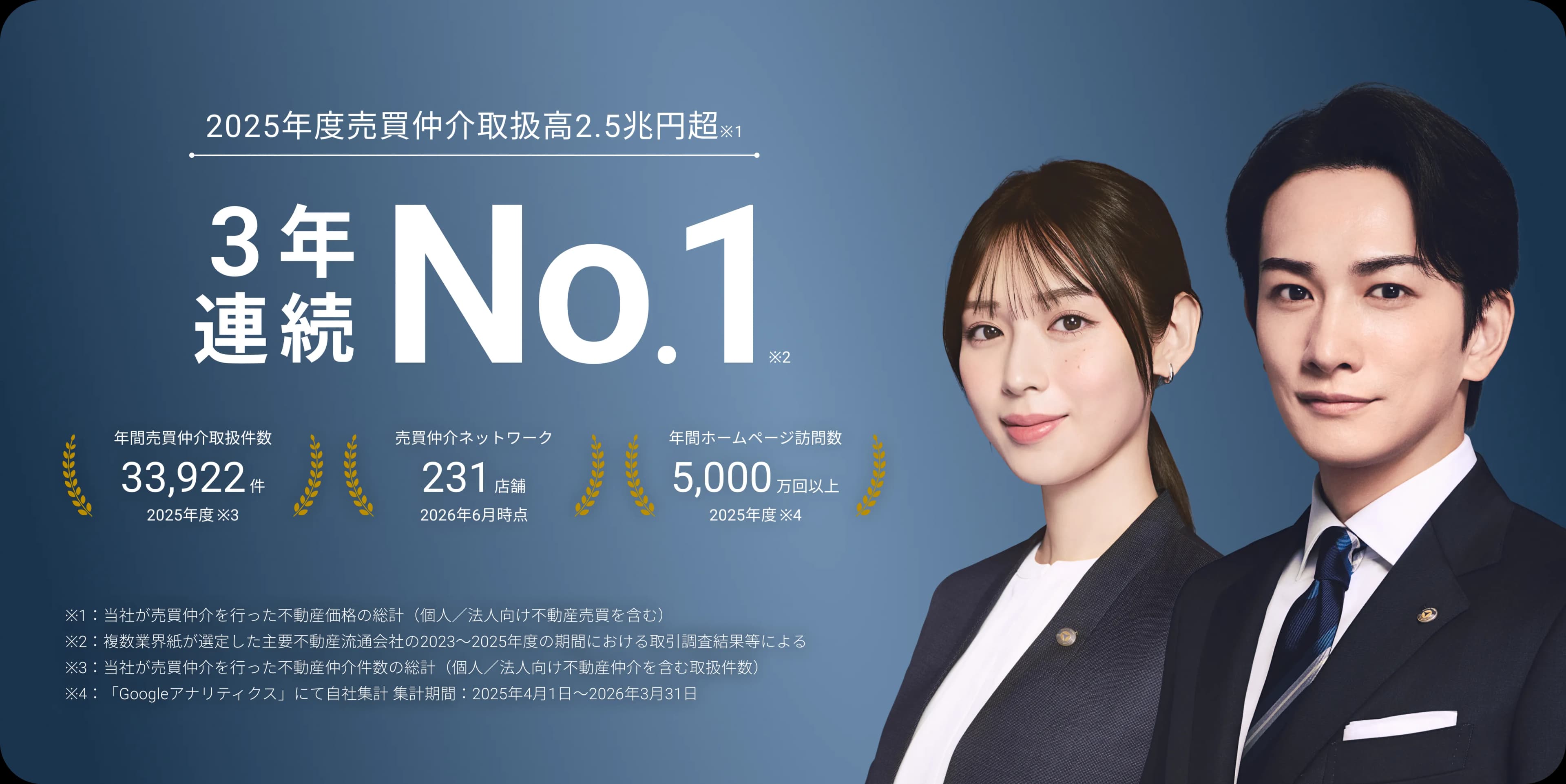 2025年度売買仲介取扱高3年連続No.1