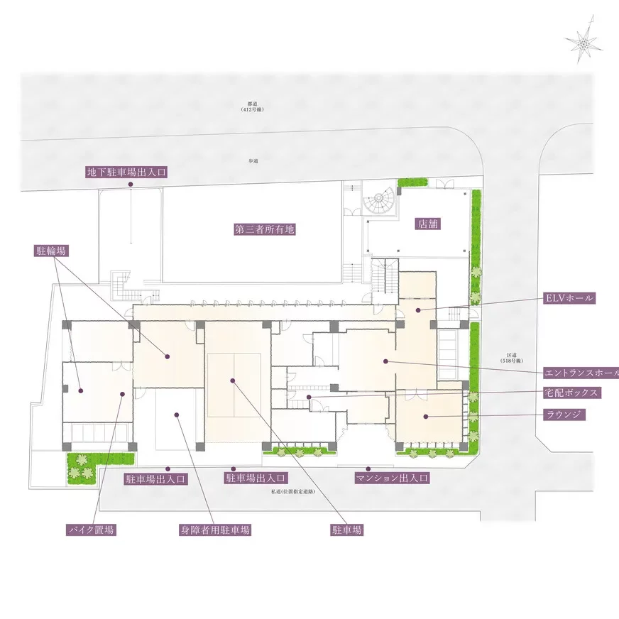 オリンピアード麻布霞坂　敷地配置図