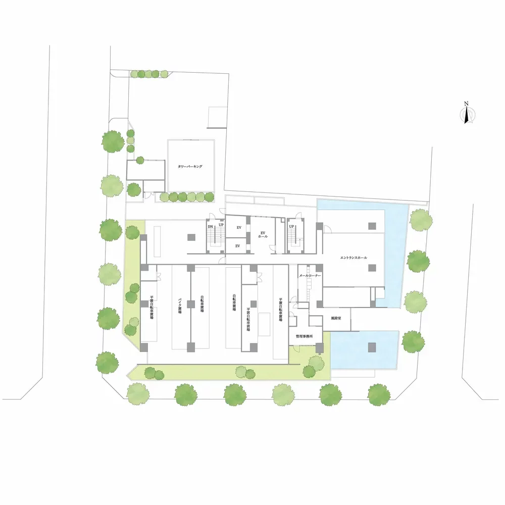ロジュマンタワー大阪天満橋 敷地配置図