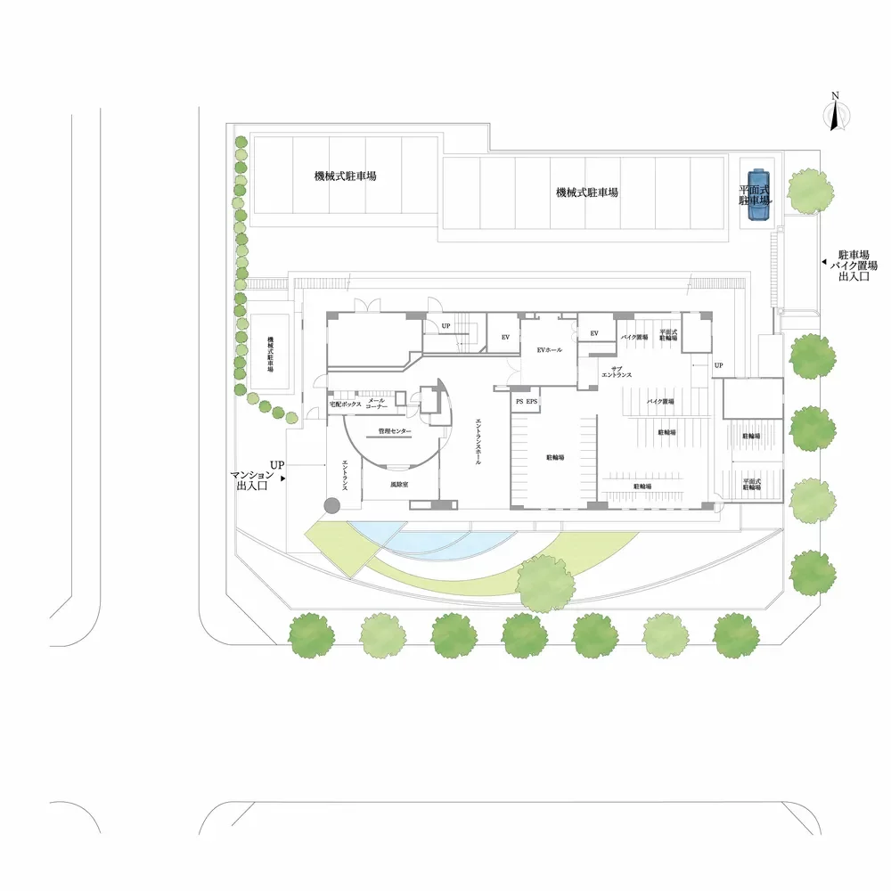 ロジュマンタワー大阪 敷地配置図