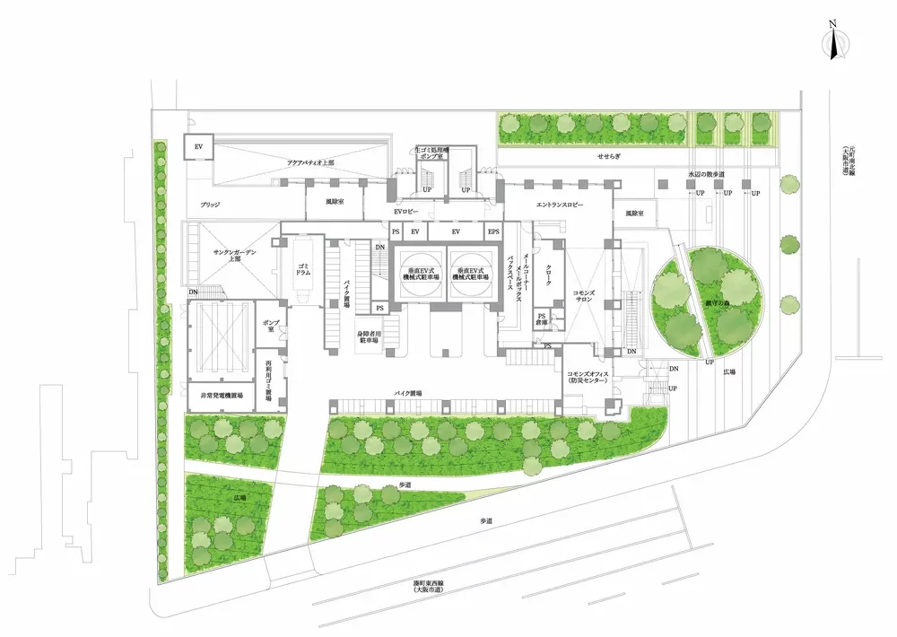 ローレルタワー難波 敷地配置図