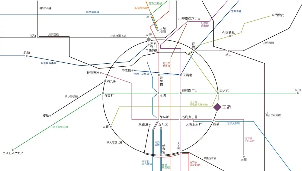 プラネ・ルネ スプリングスタワー大阪　路線図