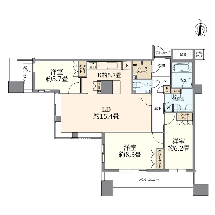 ザ・なんばタワーレジデンスインなんばパークス間取り図例