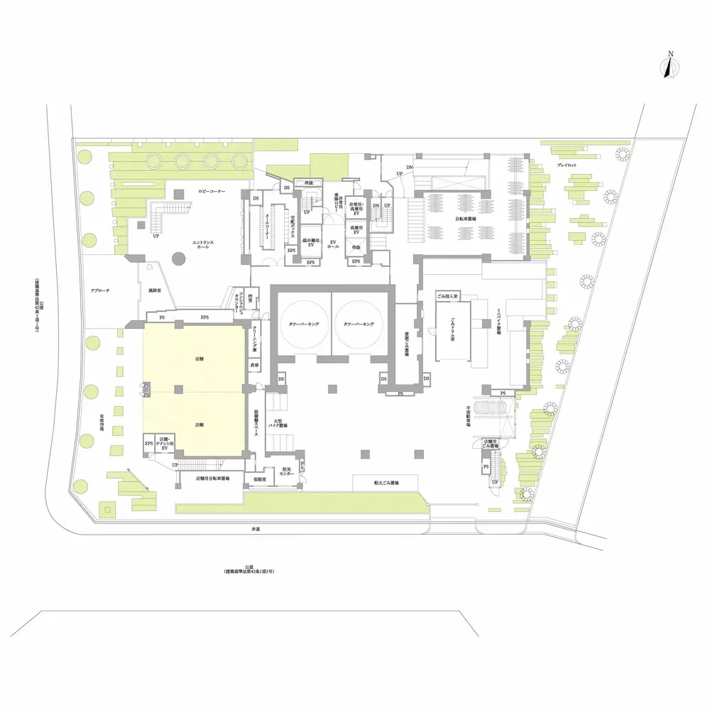 なんばグランドマスターズタワー 敷地配置図