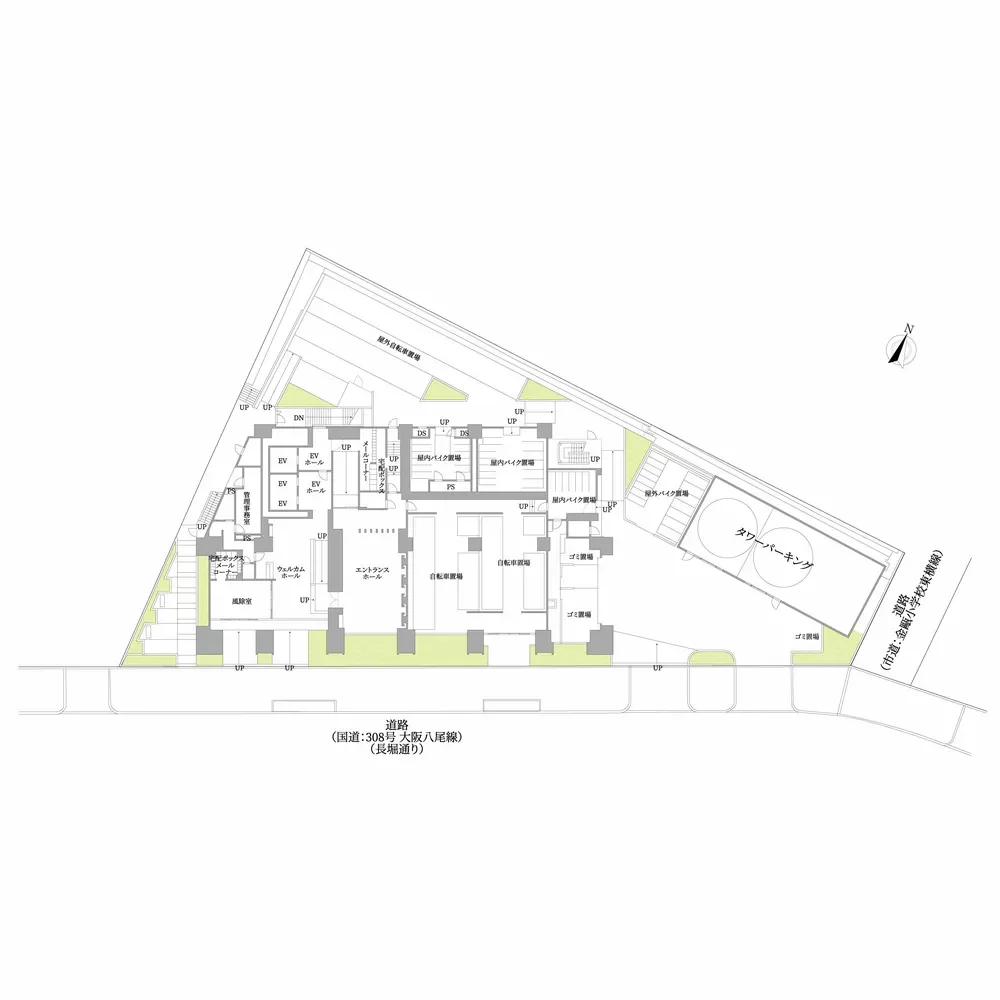 エスリード長堀タワー 敷地配置図