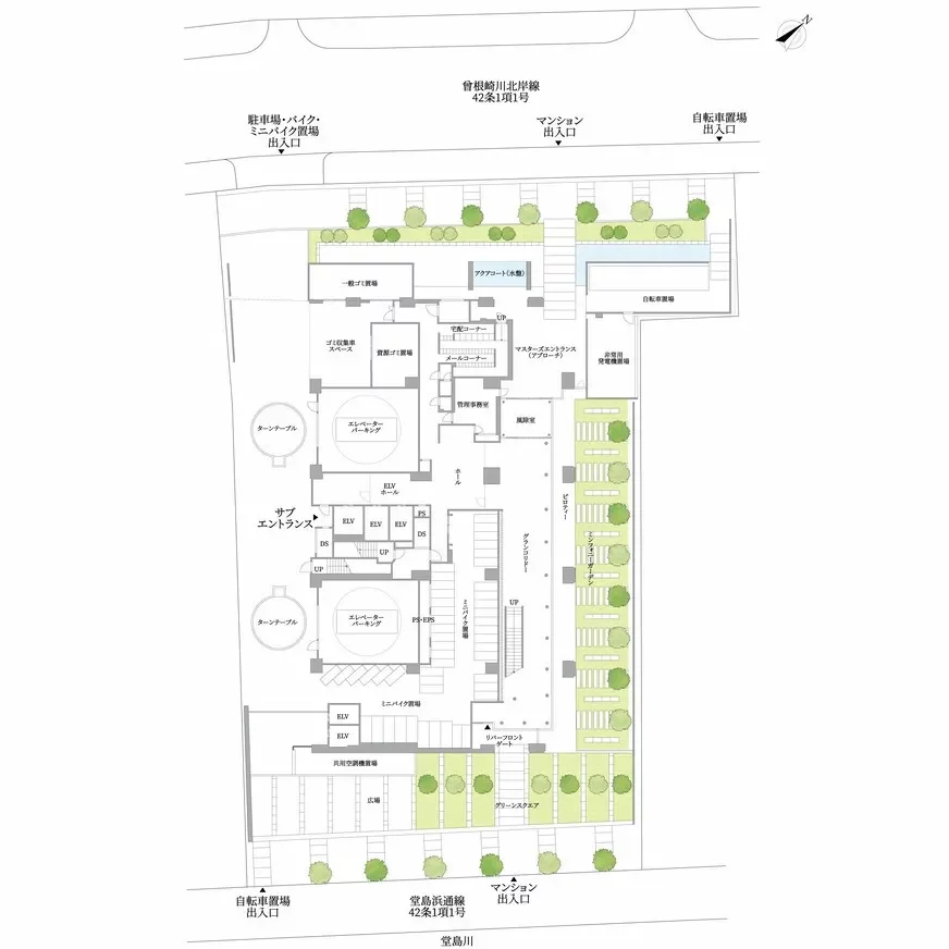 クレヴィアタワー中之島 敷地配置図