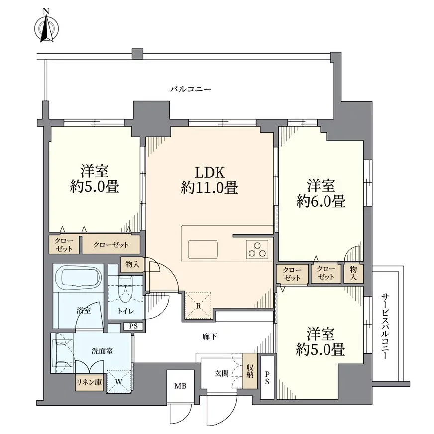プレサンスタワー北浜 間取り図例