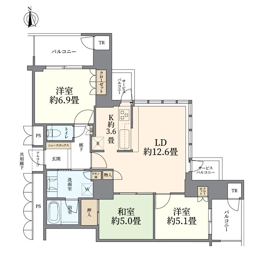 ローレルタワー　夕陽丘ウエストレジデンス　間取り図例