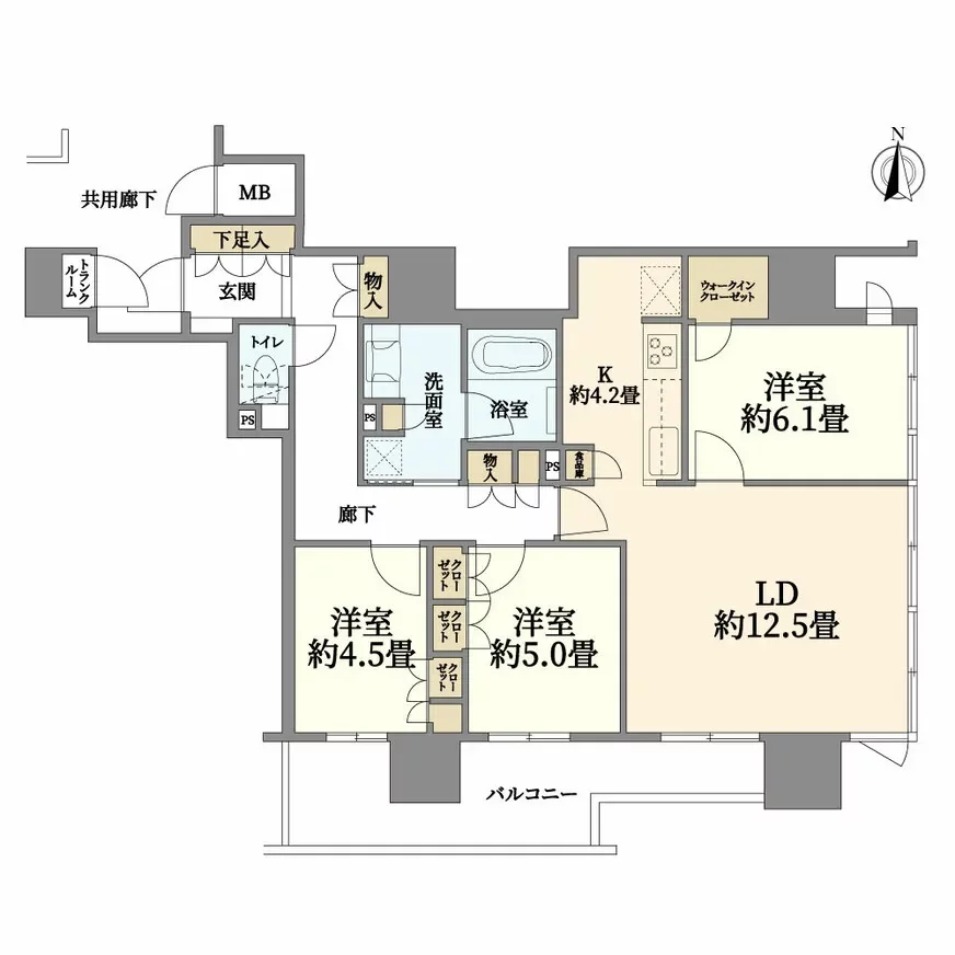 シャリエ松屋町レジデンスタワー 間取り図例