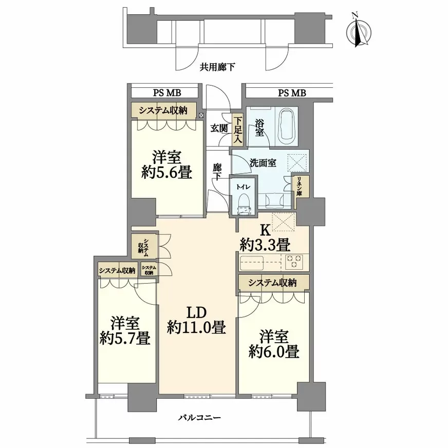 阿波座ライズタワーズ フラッグ46OMPタワー間取り図例