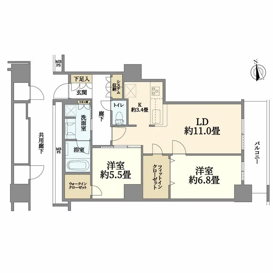 阿波座ライズタワーズ フラッグ46OMPタワー間取り図例