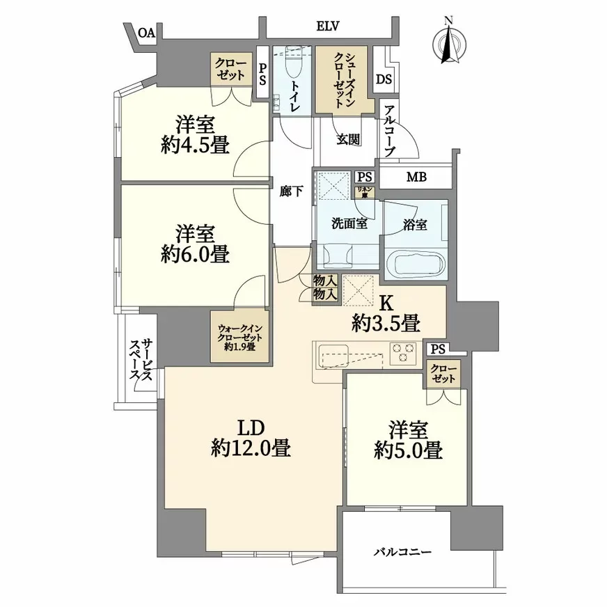 ザ・パークハウス大手前タワーレジデンス 間取り図例