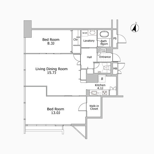 2LDK 専有面積 97.39㎡（約29.46坪）｜浜松町スクエアstudio