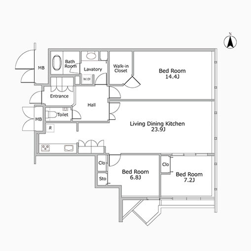 3LDK 専有面積 115.22㎡（約34.85坪）｜浜松町スクエアstudio
