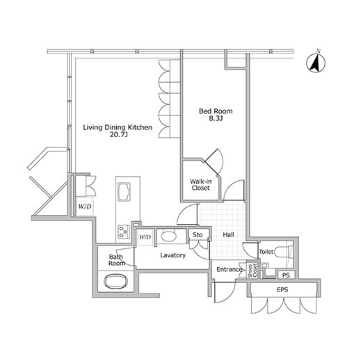 1LDK 専有面積 67.35㎡（約20.37坪）｜浜松町スクエアstudio
