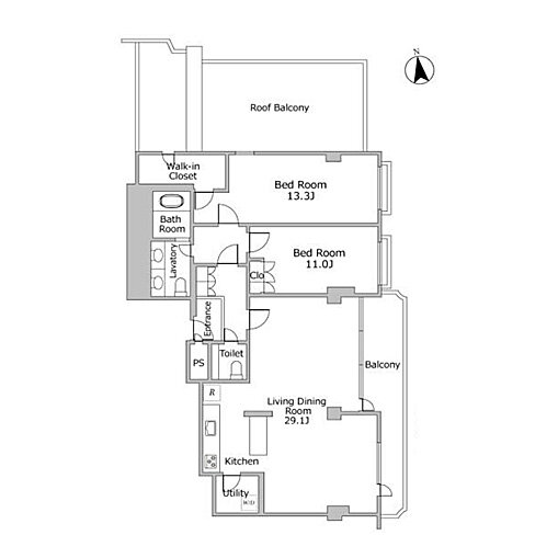 2LDK 専有面積 142㎡（約42.95坪）｜代官山タワー