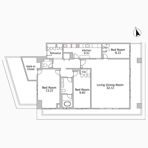 3LDK 専有面積 157.07㎡（約47.51坪）｜三番町東急アパートメント