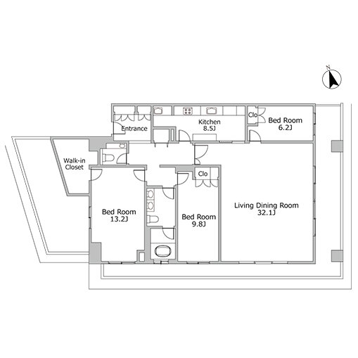 3LDK 専有面積 157.07㎡（約47.51坪）｜三番町東急アパートメント