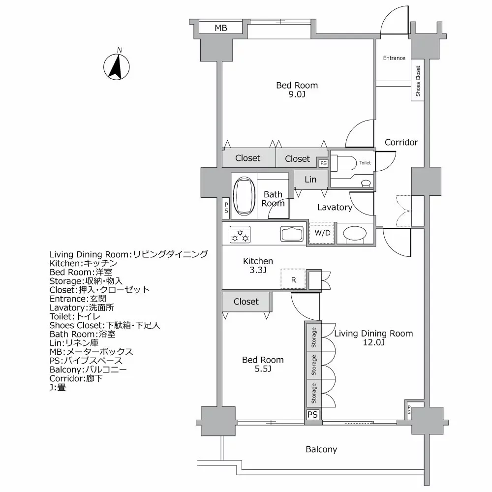 パルティール赤坂 間取り図例