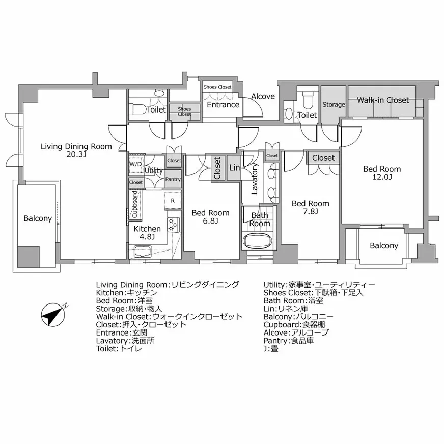 ハイレーゼ六本木三河台間取り図例