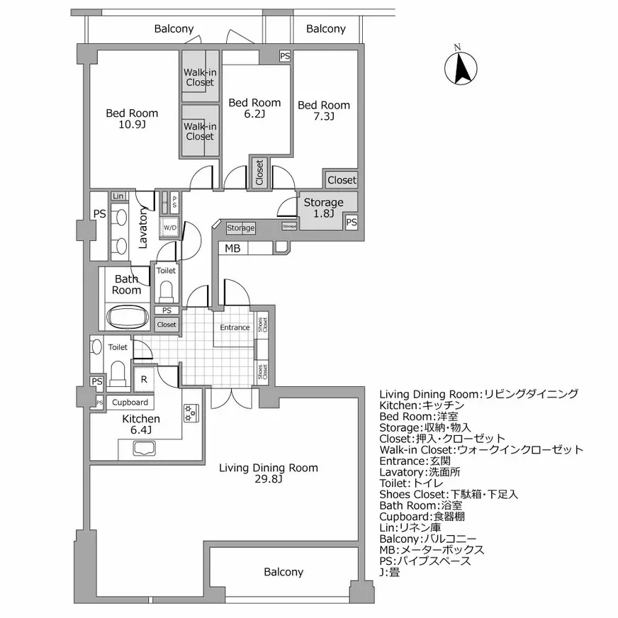 麻布霞町パークマンション 間取り図例