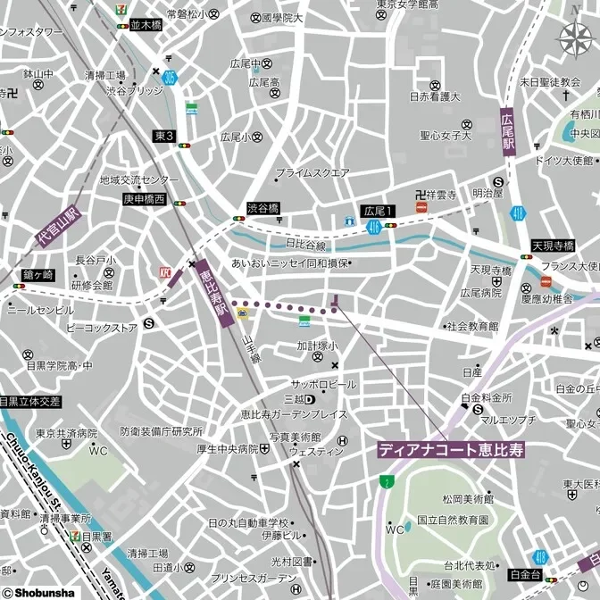 ディアナコート恵比寿 周辺マップ