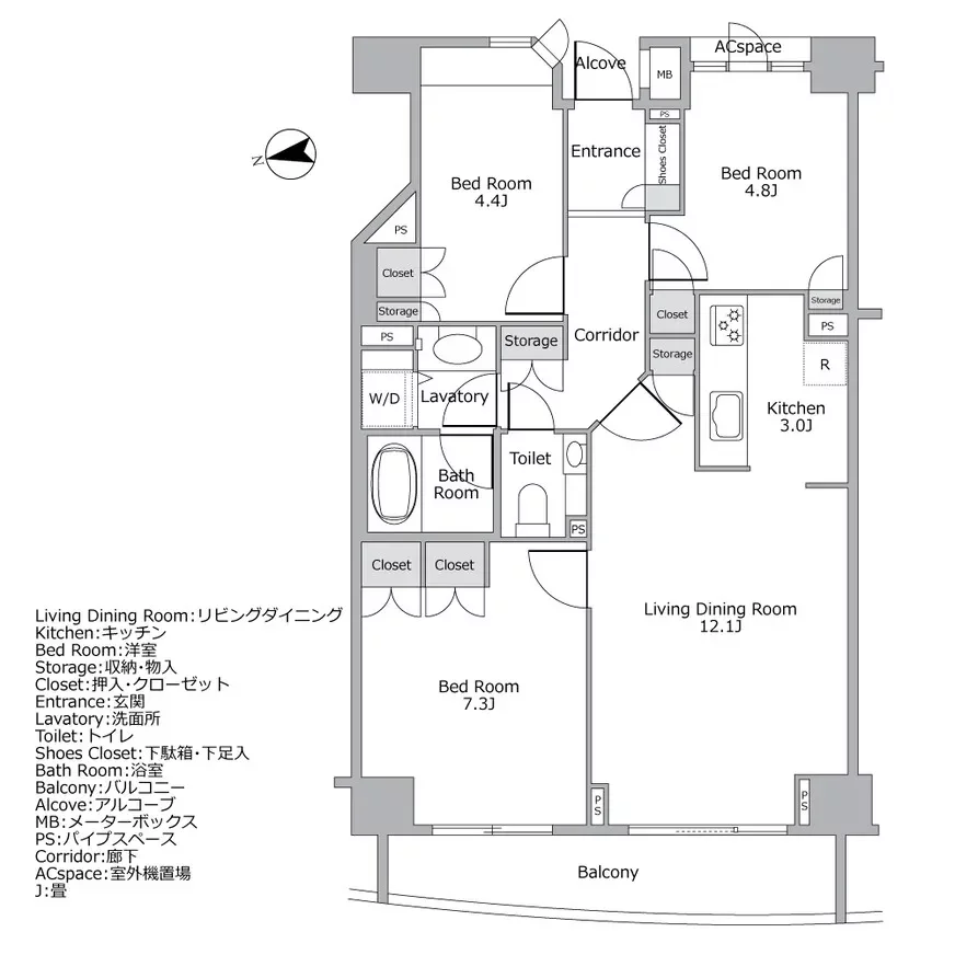 イトーピア広尾ヒルズクローチェ 間取り図例