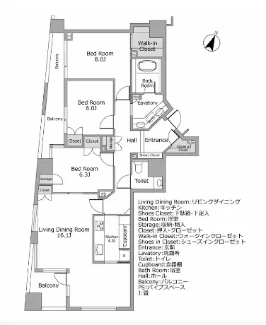 フォーシーズンズグランデ一番町 間取り図例