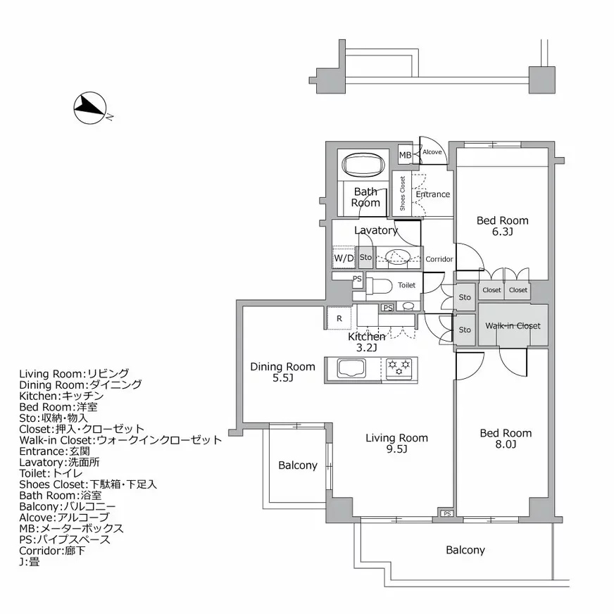 サンクタス広尾常磐松イーストコート 間取り図例