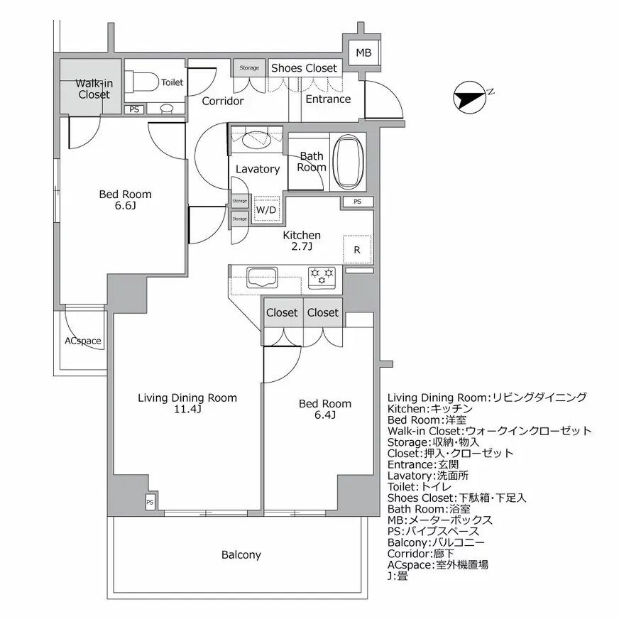 サンクタス広尾常磐松ウエストコート 間取り図例