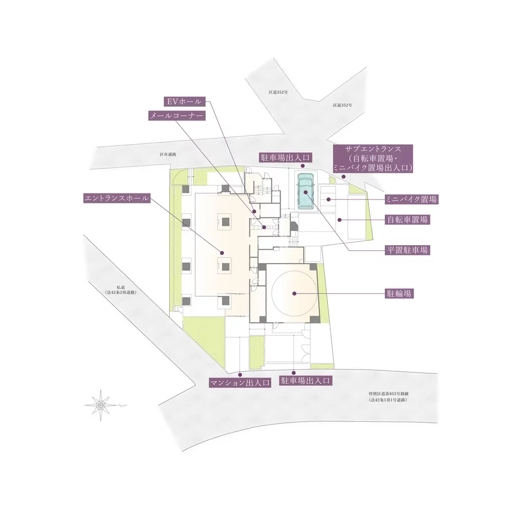 プレミスト代々木公園パークフロント 敷地配置図