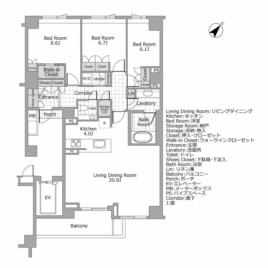 プラウド市谷砂土原町 間取り図例