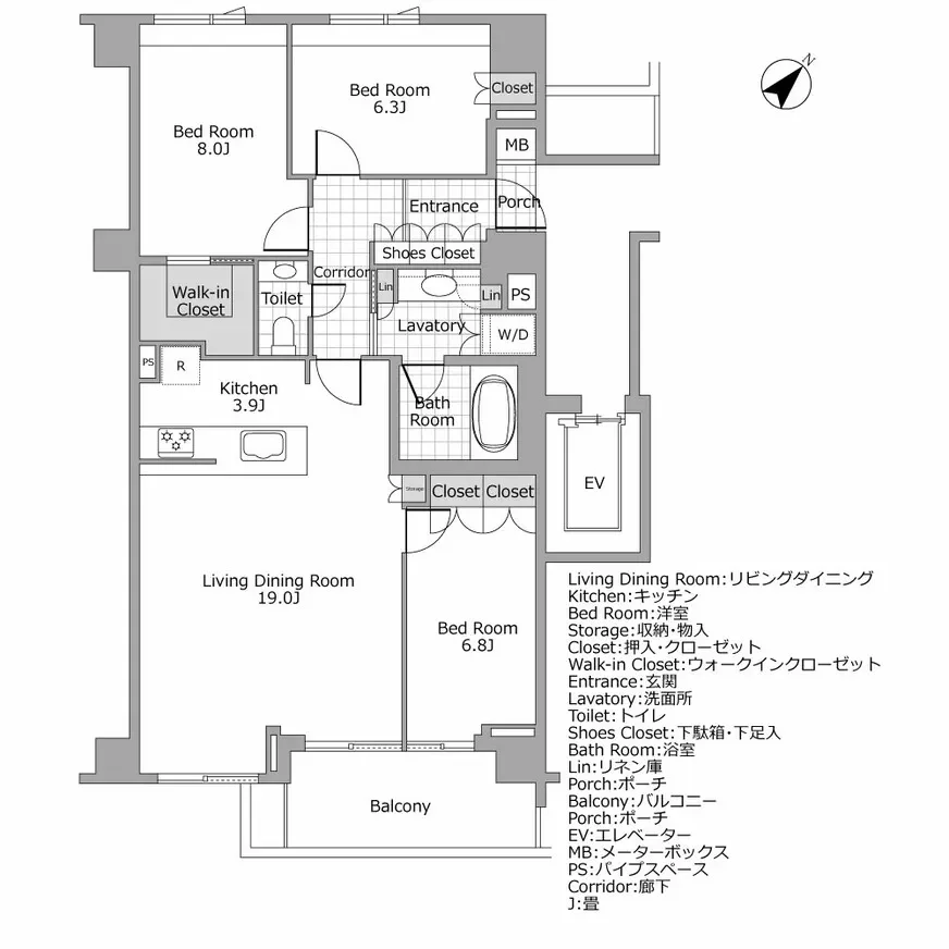 プラウド市谷砂土原町 間取り図例
