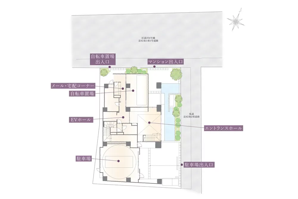 プラネスーペリア四番町 敷地配置図