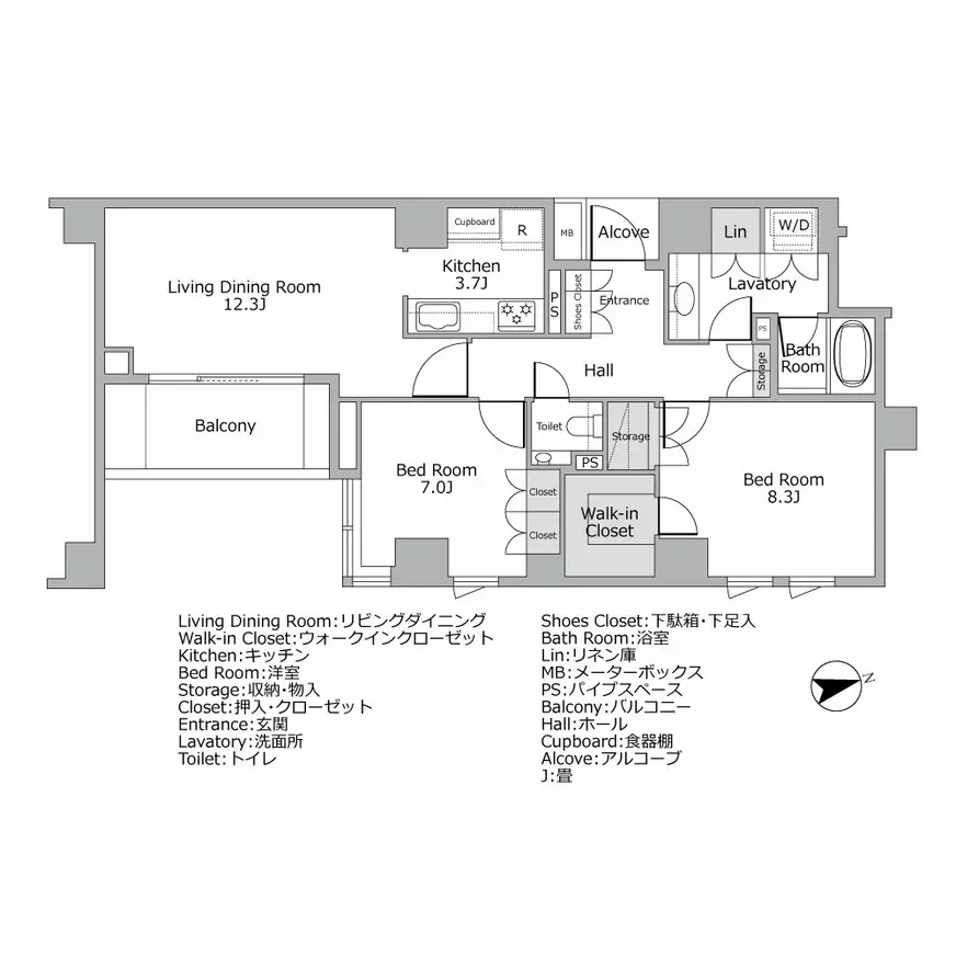 ブランズ六本木飯倉片町 間取り図例