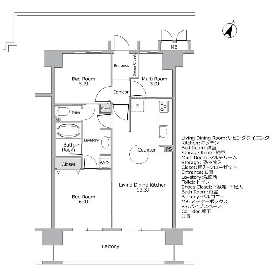 フェイム芝浦インターウェーブ 間取り図例