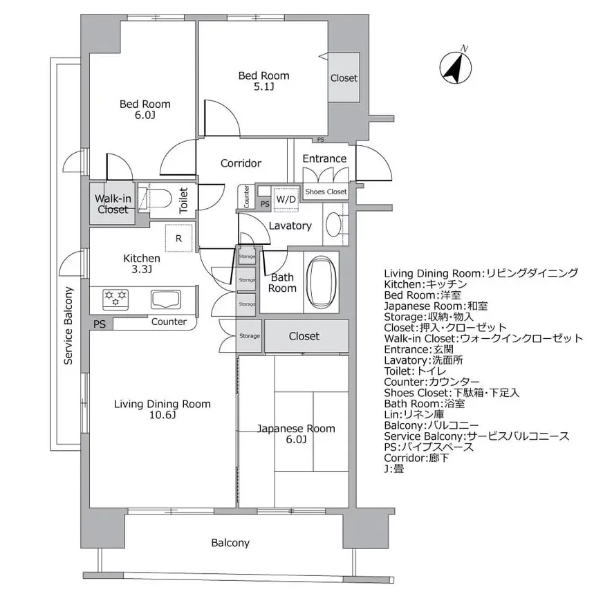 フェイム芝浦インターウェーブ 間取り図例