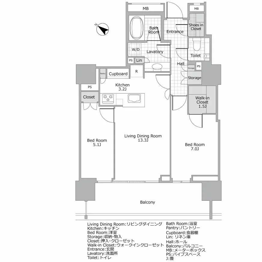 パークコート千代田駿河台ヒルトップレジデンス 間取り図例