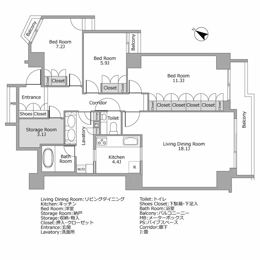ローレルコート三番町 間取り図例