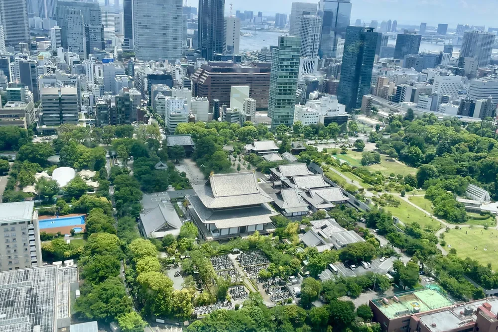東京タワー展望台から芝公園方面