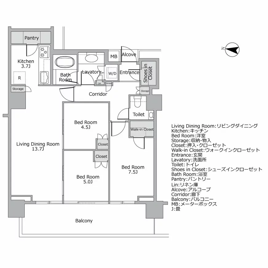 プラウド恵比寿ヒルサイドガーデン 間取り図例