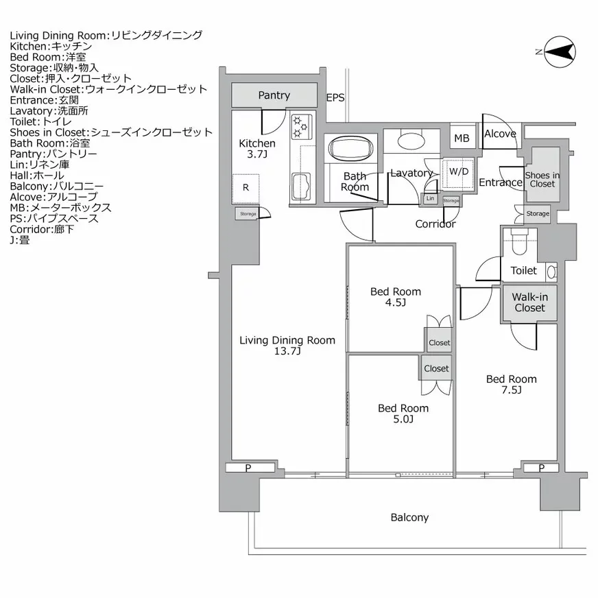 プラウド恵比寿ヒルサイドガーデン 間取り図例