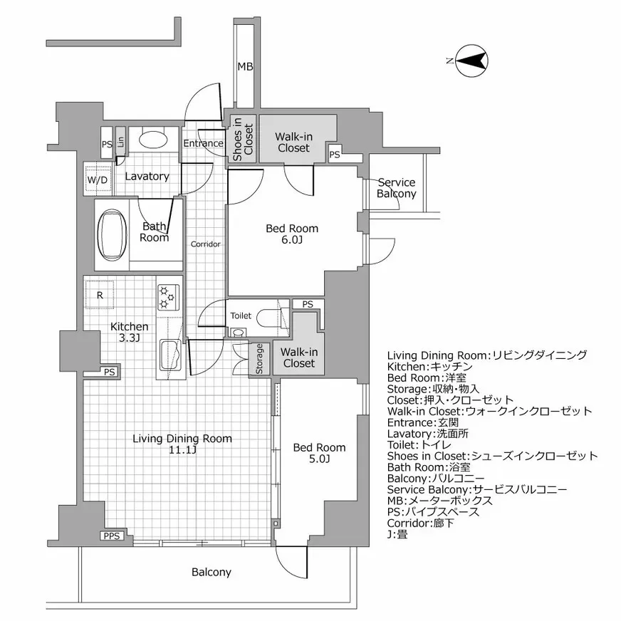 ディアナコート御苑内藤町 間取り図例