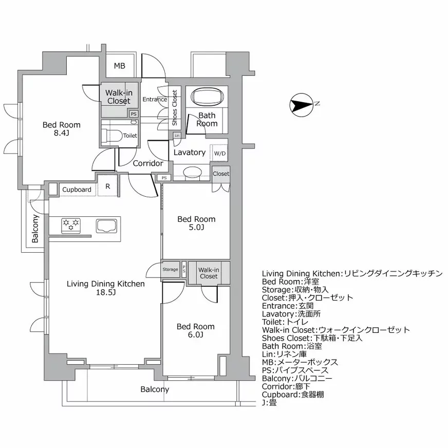 パークナード恵比寿 間取り図例