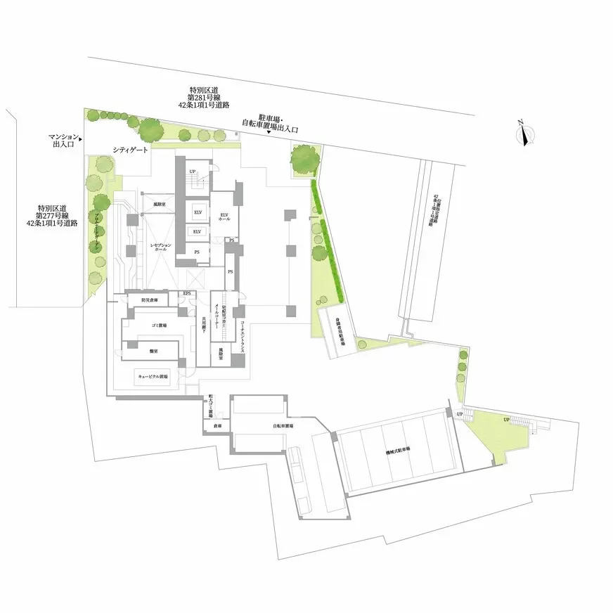 アルビオ・ザ・タワー千代田飯田橋 敷地配置図