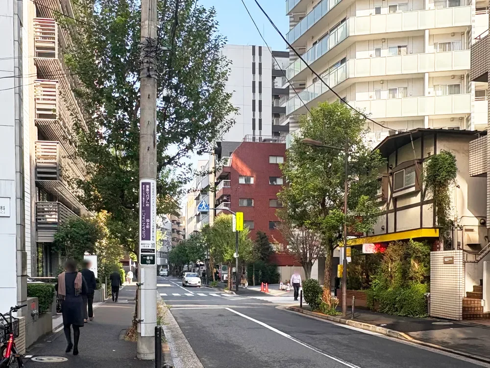 ザ・パークハウス麴町レジデンスから一番町交差点へ向かう通り