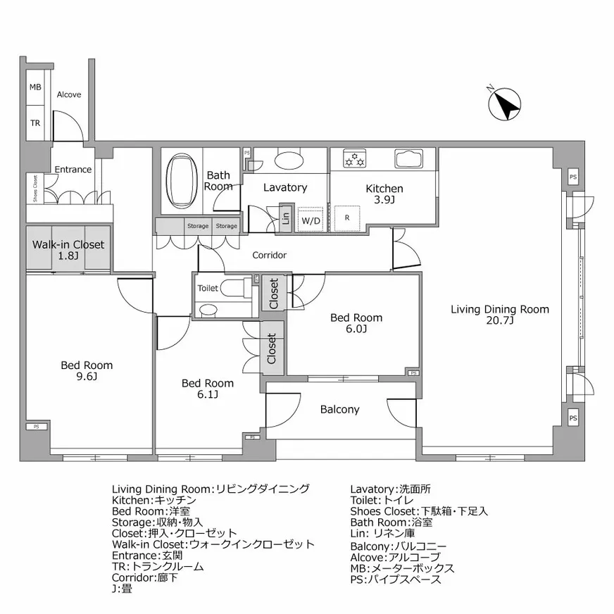 ヴェーゼント市ヶ谷 間取り図例