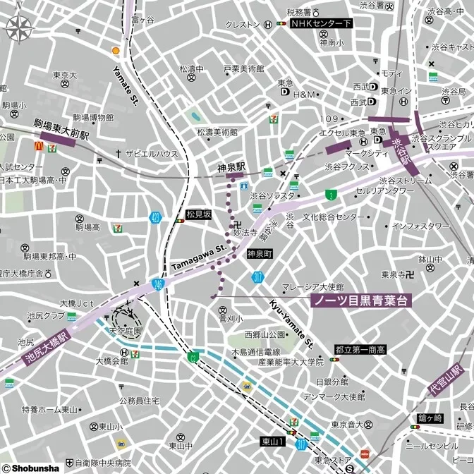 ノーツ目黒青葉台 周辺マップ