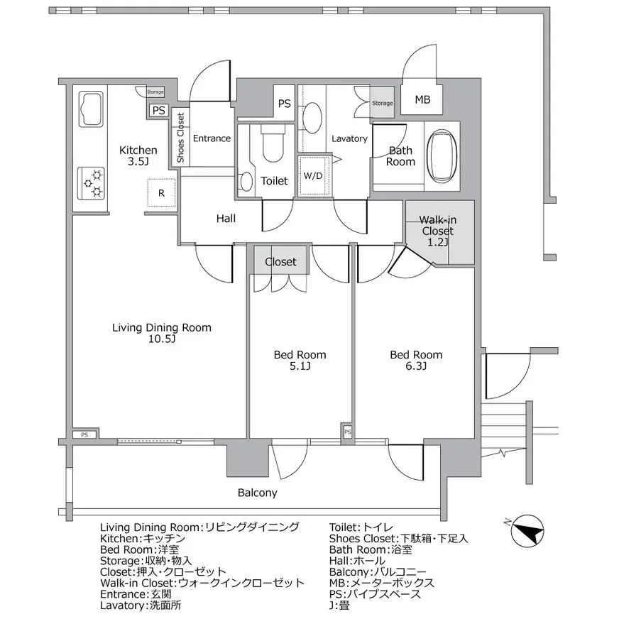 セントラルレジデンス四番町シティハウス 間取り図例