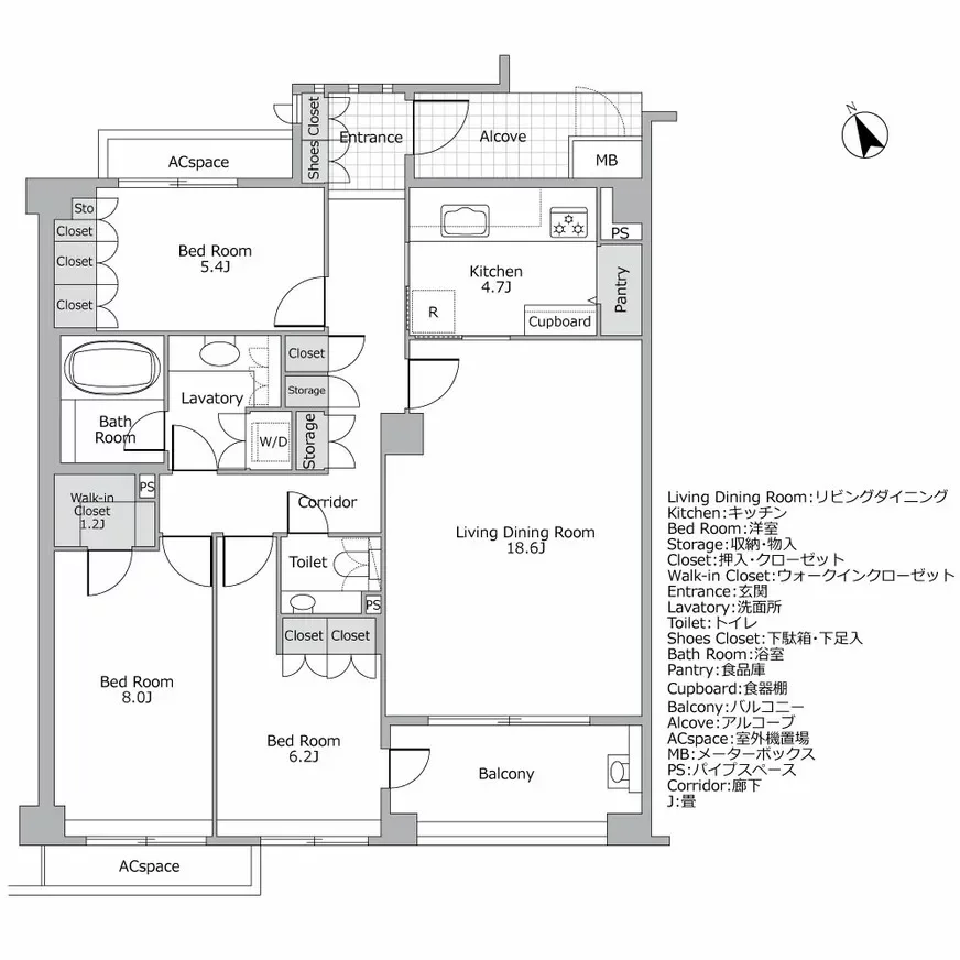 パークコート市谷加賀町二丁目 間取り図例